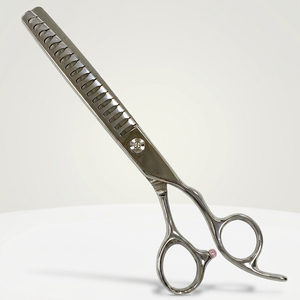 Tijeras Profesionales de Peluquería para Adelgazar el Cabello, Acero Inoxidable 440C con Acabado Espejo, 30 Dientes, Afiladas, para Diestros, Mango Largo - Product Image 1