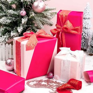 Hot Pink Wrapping <b>Paper</b> Roll 17 Inches X 33 Feet Pearly Lustre Solid Color Gift Wrap Birthday Packaging - Product Image 2
