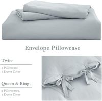 Couverture bleue taille reine, ensemble de housse de couette en microfibre lavée 3 pièces avec nœud papillon (1 housse de couette 90x90 pouces, 2 taies d'oreiller)