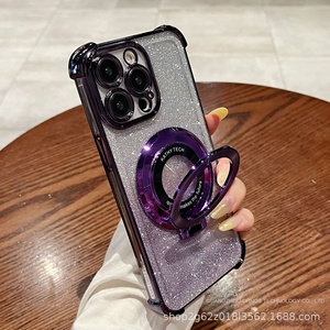 Funda de Teléfono TPU con Purpurina y Galvanoplastia para iPhone 15 Pro 14, Soporte Magnético, Funda Protectora para Teléfono Móvil con Purpurina - Product Image 3