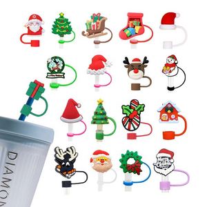 Cache-pailles en PVC 3D de 12 mm, personnalisés, en gros, à thème dessin animé, anti-poussière, pour Noël - Product Image 1