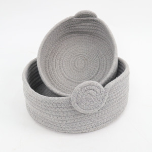 <span class=keywords><strong>Cesta</strong></span> de Almacenamiento Hecha en Fábrica, de Cuerda de Algodón, para Decoración del Hogar, Juego de 2 - Product Image 1