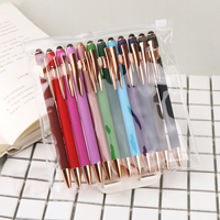 Lot de 12 stylos bille métalliques avec stylet, nouveau design, logo personnalisé imprimé, promotionnels, cadeaux publicitaires, vente en gros, or rose