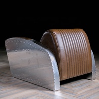 Fauteuil industriel en aluminium pour salon, fauteuil aviateur, canapé individuel