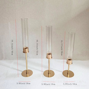 Nouveau <span class=keywords><strong>Chandelier</strong></span> Professionnel en Verre Hurricane, Cylindrique, <span class=keywords><strong>Noir</strong></span> et Or, de Style Antique, pour Bougies Coniques, pour Mariage et Ambiance Romantique - Product Image 2