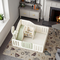 Parc de jeu intégré pour bébé avec toboggan et maisonnette, clôture d'activités intérieure pour enfants, aire de jeu sécurisée avec rangement et panier de basket