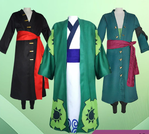 Toute la série Anime Roronoa Zoro Cosplay Costume uniforme vert manteau ceinture pantalon tête écharpe Roronoa Zoro <span class=keywords><strong>perruque</strong></span> boucles d'oreilles Halloween - Product Image 1