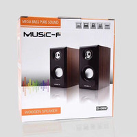 Speaker USB Mini Kayu D092 Grosir, Sistem Audio Multimedia Stereo 2.0 untuk PC Monitor Gaming