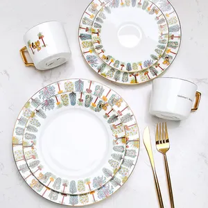 New product Salad Plate Decal Porcelain Dinner Bowl Afternoon Tea Set