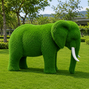Sculpture d'<span class=keywords><strong>éléphant</strong></span> en fibre de verre avec finition gazon artificiel pour décoration de jardin extérieur et exposition d'art public - Product Image 1