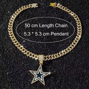 2026 नए फैशन ट्रेंडिंग फुल डायमंड ब्लू 5-नुकीला स्टार पेलेंट नेलेस नेकलेस नेकलेस नेफीच - Product Image 3