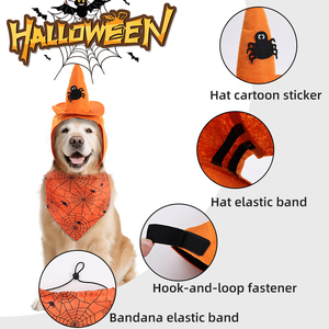 Conjunto de Lujo de Sombrero y Pañuelo de Poliéster para Mascotas, Estilo Sólido, Accesorios de Disfraz de Halloween para Gatos y Perros para el Verano - Product Image 2
