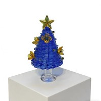 Nouveau modèle d'arbre de Noël en verre avec petites fleurs, ornement artisanal en verre