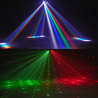 Mini projecteur laser stroboscopique 3-en-1, éclairage de scène DJ LED 60W, lumière disco boule magique RGBW, tête mobile dynamique à quatre bras