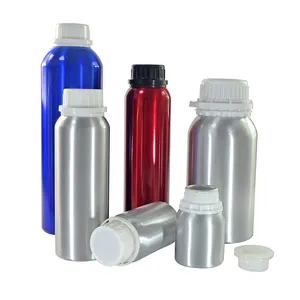 Groothandel 50Ml 100Ml 120Ml 150Ml 250Ml 500Ml 1000Ml Geborsteld Serum Essentiële Oliën Aluminium ronde Flessen Met Kindveilige Caps