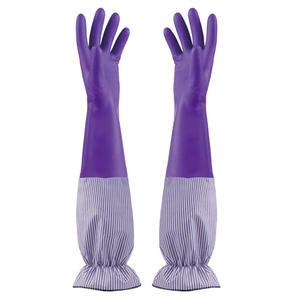 DS5309 Gants de nettoyage de cuisine imperméables doublés de <span class=keywords><strong>coton</strong></span> Gants à manchette longs antidérapants Gants en caoutchouc antidérapants - Product Image 3