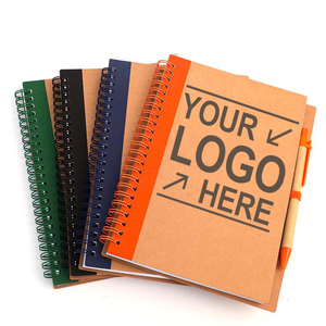 Tùy chỉnh A5 kraft giấy xoắn ốc notepad in logo cho các trường học viết chủ đề may ghi chú triển lãm quà tặng với bút - Product Image 1
