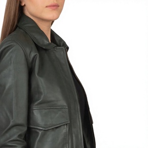 <b>Leather</b> <b>Jacket</b> <b>Women</b> Men Unisex <b>Moto</b> Biker Style Stand Zipper Front Solid Color Slim Fit Winter Waterproof Eco-Friendly Quick - Product Image 5