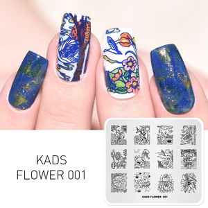 แผ่นปั๊มลายดอกไม้ KADS สำหรับทำเล็บ สแตนเลส 48 ลาย สำหรับมืออาชีพ ขายส่ง - Product Image 2