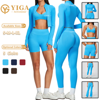 Jaket Pakaian Olahraga Yoga Bra Olahraga Lari Celana Pendek Lari Legging Olahraga Wanita Tanpa Jahitan Celana Kaki Lebar Set Yoga Coklat