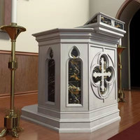 Église catholique utilisant des autels en marbre blanc sculpté dans la pierre de luxe avec une sculpture de la croix de Jésus
