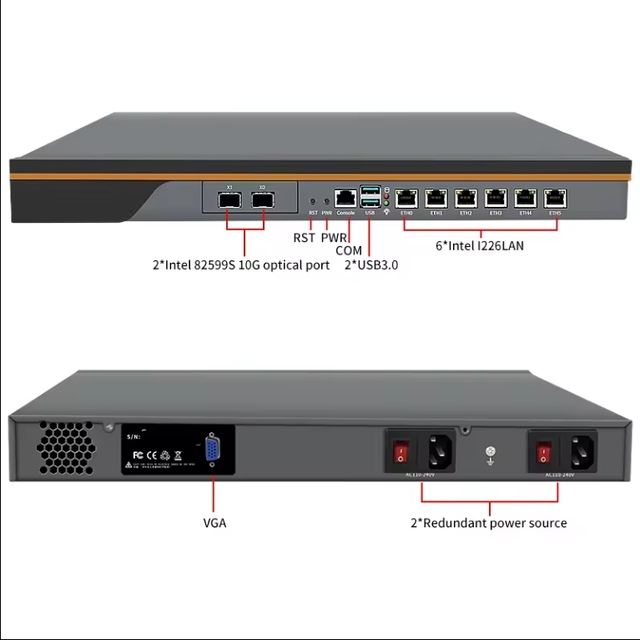 BKHD OEM 1U Dual Power Router 6*2.5G LAN 2*10G SFP B660 12th~14th Gen Intel I3 I5 I7 I9 Firewall VPN Network Security
