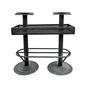 Double Metal <b>Bar</b> <b>Table</b> Base with Storage Basket & Planter Cast Iron Chrysanthemum Design Durable Restaurant Furniture Modern - Product Image 5