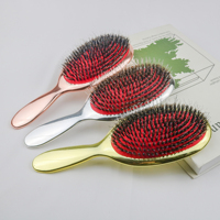 Pagaie de placage argent pour femmes, antistatique, poils en Nylon, brosse de Massage ionique, ensemble de brosses à cheveux pour femmes