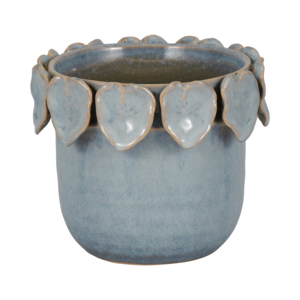 Vaso in Ceramica Rotondo con Design a Bordo Fogliatoio per Uso Interno ed Esterno - Product Image 3