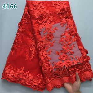 Tessuto di pizzo africano con paillettes e perline all'ingrosso in Tulle francese pizzo a rete per cucire donne abiti da sposa 4166 - Product Image 4