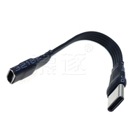 Kabel Ekstensi USB 2.0 Tipe-C ke Tipe-C Pipih 50CM 30CM 20CM 10CM 5CM, Adaptor 90 Derajat, Kabel Pipih FPC FPV, 3A, Transfer Data 5CM-100CM