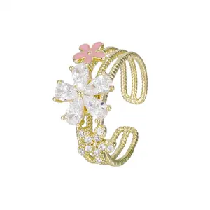 YMR-199 Xuping ювелирные изделия Элегантный и модный новый дизайн будет вращаться хрустальные цветы 14K золото Дамы Открытое кольцо