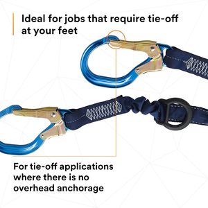 3M DBI-SALA Shockwave Force2 Shock Absorbing <b>Lanyard</b> <b>Polyester</b> Bungee Snap Hooks Aluminum Rebar 25 In Opening - Product Image 4