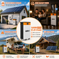 Batterie LiFePO4 SOEC 16 kWh 51,2 V 314 Ah avec BMS 16S 200 A intégré, plus de 6000 cycles, cellules de qualité A, pour stockage d'énergie solaire domestique
