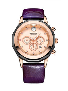 Montres MEGIR 2042L, design tendance, qualité supérieure, <span class=keywords><strong>prix</strong></span> d'usine, chronographe sportif moderne, bracelet en cuir véritable. - Product Image 4