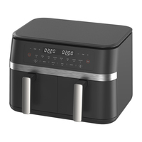 Friteuse à air électrique à double panier avec technologie 360 et écran LCD, fonctions de cuisson et de rôtissage, cuisson saine sans huile