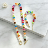 Collier de perles acryliques colorées CH-HDN2072, collier avec fermoir plaqué or, collier de perles en verre acrylique coloré, bijoux