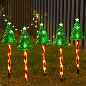 Solar <b>Christmas</b> <b>Tree</b> Candy Cane Garden <b>Lights</b> LED Outdoor Patio Lawn Pathway Stake <b>Lights</b> for <b>Christmas</b> Decoration - Product Image 1