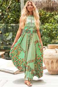 เดรสยาวคอวีลึกแข<span class=keywords><strong>น</strong></span>สั้นสำหรับผู้หญิงเดรสแม็กซี่พิมพ์โลโก้สำหรับฤดูร้อ<span class=keywords><strong>น</strong></span> - Product Image 6