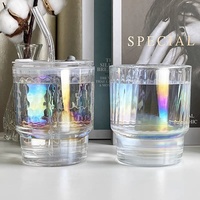 Gobelet en verre Tasse à café en verre coloré avec couvercle et paille Tasse en verre à boire au design moderne