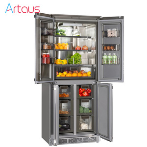 Réfrigérateur à compresseur intégré en acier inoxydable grande capacité avec porte française, conçu pour la maison, la voiture et l'extérieur, avec fonction café intelligente - Product Image 3