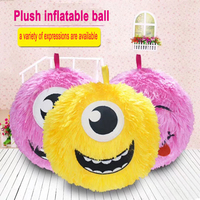 Boule poilu gonflable en plastique, jouet en tissu peluche, avec visage amusant