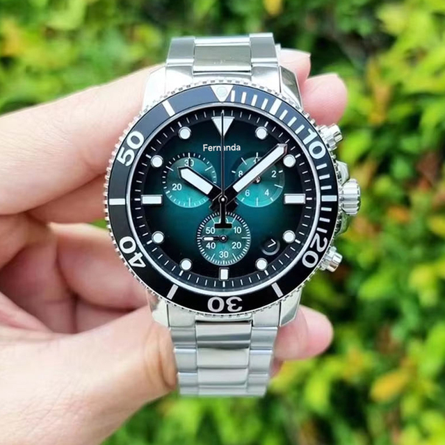 High Quality Business Fashion Multi-Functional Men's Diving Watch Stainless Steel Pointer Dial Sport Quartz Watch Red Green Blue
