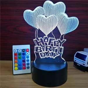 Touch Switch Colorful Novelty Table Lamp Children Kids 3D Acrylic Night Light with Black Led Light Base