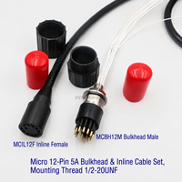 Konektor Bawah Air HYSF SUBSEA MCIL12F MCBH12M 12-Pin Micro Wet Mate 5A Female Inline Male Bulkhead Kabel ROV AUV 550V