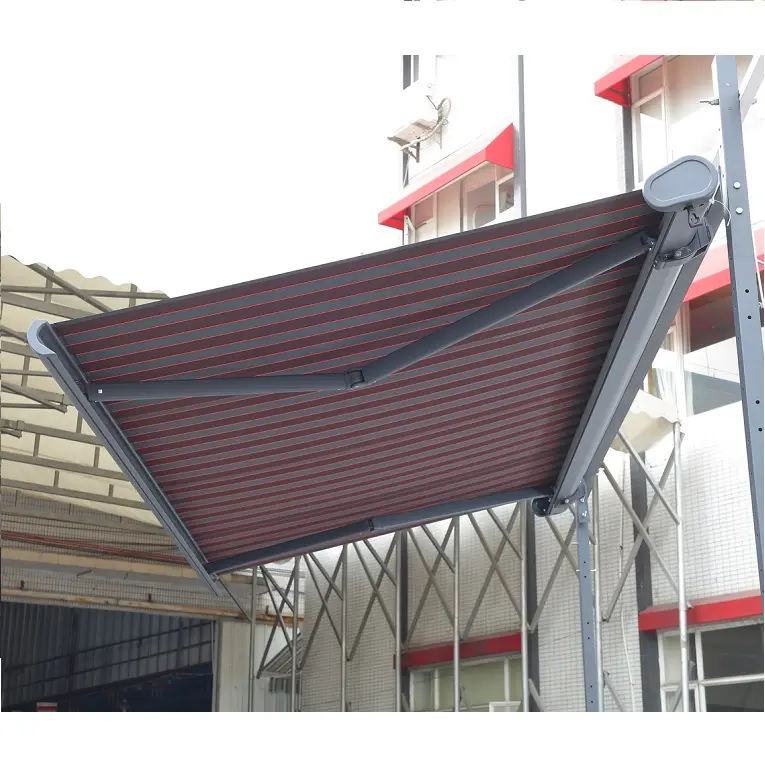 Toldo despertador motorizado de liga de alumínio, toldo dobrável de varanda, cobertura retrátil de cassete completo