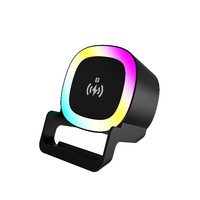 Enceinte avec éclairage RGB 4 en 1, chargeur sans fil 15W et support pour téléphone