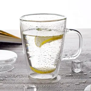 Tasse à Double paroi en <span class=keywords><strong>verre</strong></span> transparent avec poignée pour café/thé/Latte/<span class=keywords><strong>Cappuccino</strong></span> tasses à thé en <span class=keywords><strong>verre</strong></span> transparent 12oz <span class=keywords><strong>verre</strong></span> à boire - Product Image 3