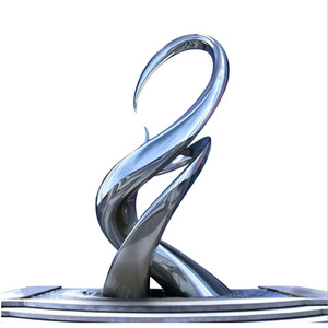 Sculpture en acier inoxydable Jiahua, art décoratif géométrique abstrait, colonne irrégulière à poser au sol, pour extérieur - Product Image 1