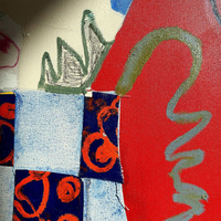 Peinture à l'huile abstraite moderne peinte à la main, style collage coloré, art mural, œuvre d'art contemporaine unique pour salon, hôtel